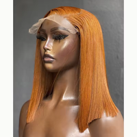 Cheveux bruts vietnamiens os double dessiné droite courte bob perruque gris gingembre cheveux humains naturels 13x4 dentelle avant perruques en gros
