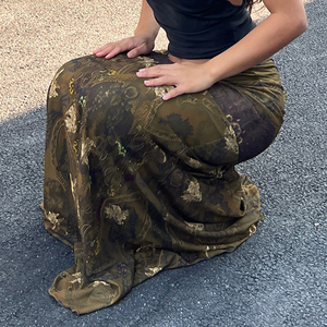 Falda larga de malla con estampado paisley vintage, falda ajustada estilo sirena, falda midi vintage chic - Product Image 6