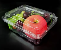 Gestapelde Wegwerp Doorzichtige Pet/Pla-Voedselcontainer Verdikte Plastic Clamshell Fruitverpakkingsdoos Met Scharnierend Deksel