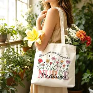 <b>Nurse</b> Practitioner <b>Gifts</b> Tote Bag Reusable | <b>Nurse</b> Appreciation <b>Gifts</b> for Women, Nursing Floral Canvas Grocery Shopping Tote Bag - Product Image 1