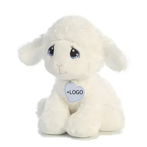2024 kustom pabrik Peluche kecil putih berdiri menggemaskan domba empuk boneka mainan bayi mewah