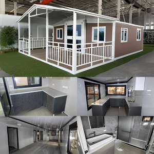 लक्जरी विला कंटेनर पोर्टेबल 20 फीट प्रीफैब 3 1 फोल्डेबल आधुनिक सैंडविच पैनल हाउस में लिविंग रूम होम ऑफिस आउटडोर उपयोग के लिए - Product Image 2