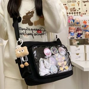 Nuevo bolso bandolera versátil estilo uniforme escolar, minimalista, de gran capacidad, transparente con efecto salpicado, tipo ita bag. - Product Image 3