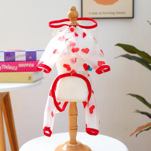 Capa de Chuva para Cães com Estampa de Coração, Impermeável, para Cães de Quatro Patas, Capa de Chuva Completa para Primavera, Roupas para Animais de Estimação para Cães Pequenos e Médios - Product Image 1