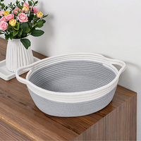 Panier de rangement en tissu tissé moderne, pliable, écologique, fait à la main, de forme ovale, avec poignée en corde de coton, multi-usages, pour organiser les jouets