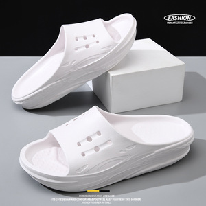 Tongs à plateforme pour hommes, pantoufles EVA respirantes et antidérapantes, augmentant la hauteur, pour couples, blanc, noir, kaki - Product Image 4