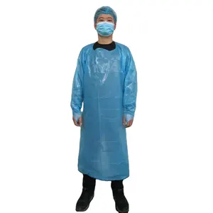 Robe d'isolement jetable robe en plastique ppe robes jetables imperméables clinique uniforme Green Cross fournisseurs médicaux CE