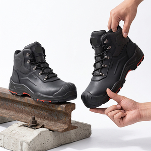 Bottes de travail tactiques mi-montantes en cuir noir DSF53, avec embout en acier, pour la sécurité au travail, OEM ODM, logo personnalisé, vente en gros - Product Image 5