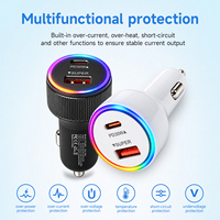 Adaptateur de chargeur de voiture 60W avec prise en charge PD3.0 PPS GaN Tech Type-A Type-C 5V3A Smart IC double sortie pour téléphone, ordinateur portable, tablette, appareil photo