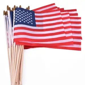 Heyuan personnalisé USA drapeau américain 3x5 pieds manche de poteau bannière Style mini drapeaux promotionnels britanniques bannières avec mât de drapeau