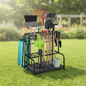 Organizador de Herramientas de Jardín Metálico de Tres Niveles, Tipo de Piso, <span class=keywords><strong>para</strong></span> Sala de Estar, Almacenamiento Práctico <span class=keywords><strong>para</strong></span> <span class=keywords><strong>Escobas</strong></span> - Product Image 2