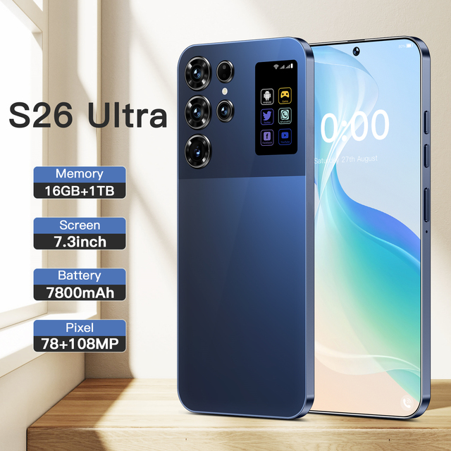 2025 S26 Ultra 5G Smartphone Snapdragon 8 Gen3 Quad Core 16+1TB Unlocked 2K LTE 108MP 144Hz English Android 14 6000mAh