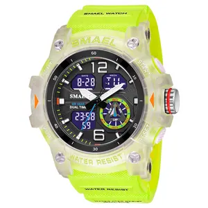 SMAEL 8007 Novos homens Ao Ar Livre relógio digital original Silicone banda dupla exibição Chronograph personagem esportes relógio de pulso