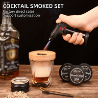 Kit de fumage de cocktails haut de gamme avec torche, copeaux de bois, logo personnalisé pour bourbon et whisky, coffret cadeau pour homme, accessoires de bar Hombar