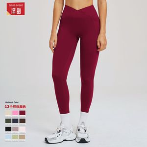 Leggings de yoga taille haute Disko Sport ECK2030 1 avec surpiqûres contrastées, extensibles dans quatre directions, pour femmes, fitness et course à pied - Product Image 4