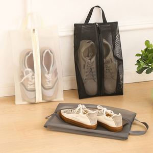 Portable Handheld Travel Shoe Organizer <b>Bag</b> Durable Nylon <b>Zipper</b> Visible Breathable Mesh <b>Storage</b> Dust Proof Shoe <b>Storage</b> <b>Bag</b> - Product Image 2