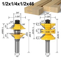 Fraise à rainurer et à languettes réglable pour charpente, lot de 2, tige de 12 mm, pour machine CNC