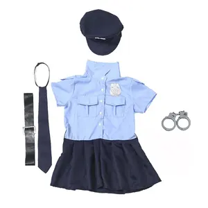 Costume de policier mignon pour filles, uniforme de fête d'halloween Cool pour enfants