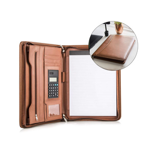 Mayorista Cartera con Cremallera Padfolio Carpeta Carpetas Logotipo Personalizado A4 Carpeta PU Cuero Simple Cartera Organizador - Product Image 1