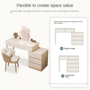 Tocador de Estilo Nuevo Color Crema con Gabinete de Almacenamiento de Noche Moderno y Luz Integrada <span class=keywords><strong>para</strong></span> Dormitorio - Product Image 4