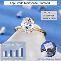 Bagues de fiançailles ovales en moissanite, plaquées or 18 carats, argent sterling 925, diamant solitaire créé en laboratoire, bague de promesse pour elle, femme