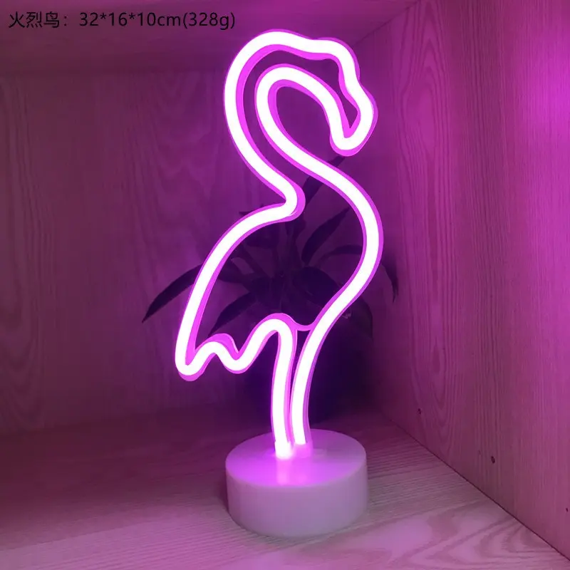 นีออนไฟ LED กลางคืน Flamingo โคมไฟป้ายไฟสีชมพูของขวัญสําหรับเด็กผู้หญิงผู้หญิง USB/แบตเตอรี่ในร่มตกแต่งคริสต์มาส