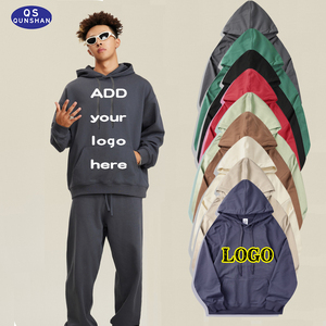 All'ingrosso <span class=keywords><strong>felpa</strong></span> <span class=keywords><strong>Oversize</strong></span> da uomo in cotone 100% 350g spugna con cappuccio ricamato Logo personalizzato autunno riscaldamento grigio tinta unita <span class=keywords><strong>marrone</strong></span> - Product Image 2