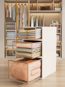Plastic Stackable Wardrobe <strong>Drawer</strong> Organizer Set with Single Tier for Living Room Clothes <strong>Storage</strong> - Product Image 2