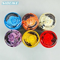 Grosir bunga mawar tombol Shift Manual akrilik bawah air bunga Glitter gigi Shift Knob 10CM