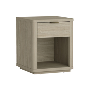 Nightstand in Natural Wood Finish with Drawer and <b>Open</b> Shelf for Bedroom <b>Storage</b> - Product Image 6