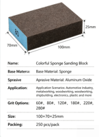 Bloc éponge de ponçage ultra-fin Fortunebrasive 100x70x25mm, grain 800-3000, oxyde d'aluminium, pour carrosserie automobile, couche transparente, tampons de polissage humide et sec