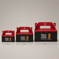 Boîte à emporter pour poulet frit, personnalisée, rouge et noire, avec impression de logo, pour restaurant, boîte en papier alimentaire