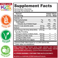 Gommes multivitaminées pour enfants 100% pures avec DHA, oméga 3, oméga 6 et 9 pour soutenir le cerveau, les articulations, le cœur, les yeux et le système immunitaire