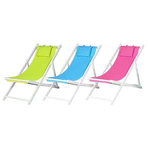 الكلاسيكية 4 موقف قابل للتعديل في الهواء الطلق خشبية قابلة للطي كرسي للشاطئ كرسي الشاطئ