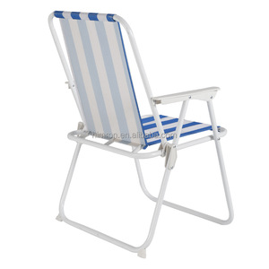 Chaise de plage pliante rayée avec structure en fer, chaise longue de camping, chaise longue de loisirs d'extérieur - Product Image 3