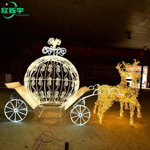 Princesa <span class=keywords><strong>Cenicienta</strong></span> Calabaza Caballo Festival y vacaciones Gigante Boda Carro de caballos 3D Led Motivo Luz - Product Image 2