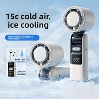 Ventilateur portable pliable à affichage numérique 100 vitesses avec fonction de compression de glace, mini-ventilateur de poche haute vitesse