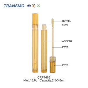 Tube de brillant à lèvres jaune de luxe transparent, flacon d'huile à lèvres rond, emballage personnalisé de tube de brillant à lèvres vide avec grand pinceau 2,5-3,8 ml - Product Image 3