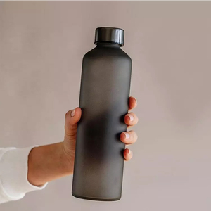 Botella de agua de vidrio esmerilado de borosilicato alto reutilizable de 500ml y 16oz, botellas de vidrio transparente para beber jugo con tapa de acero inoxidable - Product Image 3