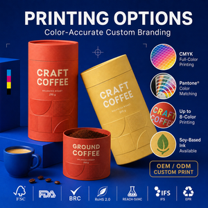 Tubo de Papel de Grado Alimenticio con Impresión Personalizada OEM ODM, Envase Redondo para Café, Té <span class=keywords><strong>en</strong></span> <span class=keywords><strong>Polvo</strong></span>, Aperitivos, Alimentos Secos, Empaque Ecológico - Product Image 4