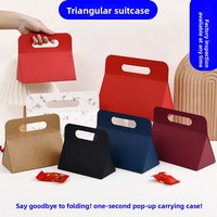 Kotak Hadiah Lipat Segitiga Kustom dengan Cetak Logo Kustom Berlapis Perunggu Kemasan Satu Bagian Tanpa Lipatan untuk Lilin & Dompet