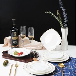 Набор из 12 предметов, элегантная фарфоровая посуда, роскошный керамический набор с золотой отделкой - Product Image 6