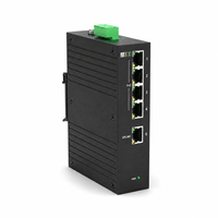 Switch PoE Industrial Hi-Net de 5 Puertos Gigabit Ethernet, 4 PoE RJ45, 1 Puerto Uplink, Montaje en Riel DIN, 12-57VDC, Amplio Rango de Temperatura