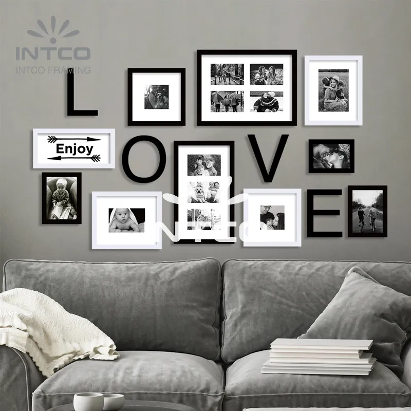 INTCO New Arrival Love 14 Pieces Gallery Wall Photo Frames Set for Wall