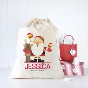 Sacs cadeaux personnalisables en coton uni avec cordon de serrage 2021 – Grands sacs en toile vierges pour sublimation, motif licorne, pour Noël, à personnaliser - Product Image 2