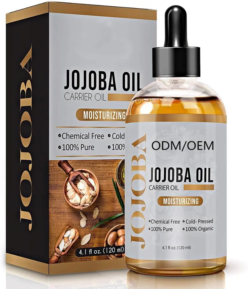 Private Label Olio Di Jojoba Biologico Puro Naturale Spremuto A Freddo Del Corpo Dei Capelli Della Pelle del Viso Dito e Piede Chiodo