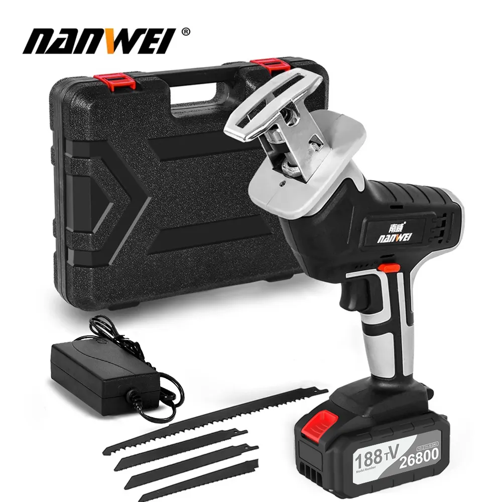 NANWEI 21V הדדיות מסור אלחוטי הדדיות עבור מתכת סייבר saw מסור כוח עץ rechargea מסור מכונות עם מסור להב