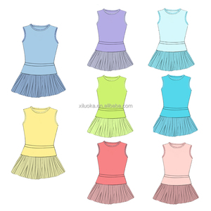 Vestito da Yoga Senza Maniche per Ragazze con <span class=keywords><strong>Gonna</strong></span> in <span class=keywords><strong>Tulle</strong></span> e Pantaloncini Interni, Certificato CPC, OEM ODM, Basso MOQ - Product Image 4