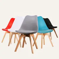 Nordic Contemporary Design Polypropylene Tulip Dining Plastic Chairs with Beech Wood Leg