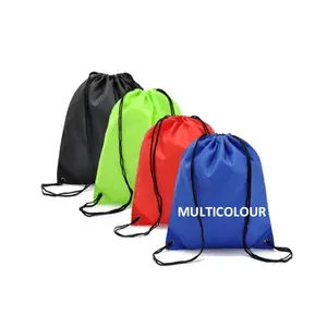 Mochila de viagem para armazenamento de fitness ao ar livre, bolsa de sacola com alça personalizada para bolso de nylon e com cordão, à prova d'água